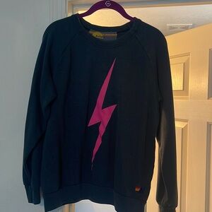 Aviator Nation Small Gry/Blk sweatshirt with pink lightning bolt